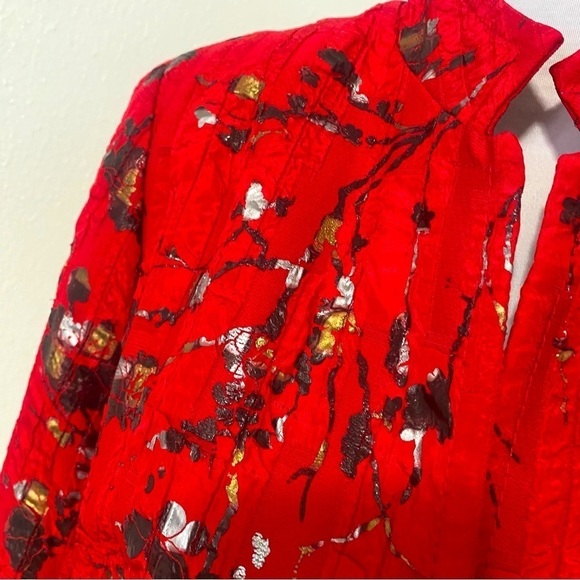 Erin London Women’s Beautiful Vintage Floral Blazer Medium Red/Black/Gold EUC - Picture 4 of 9